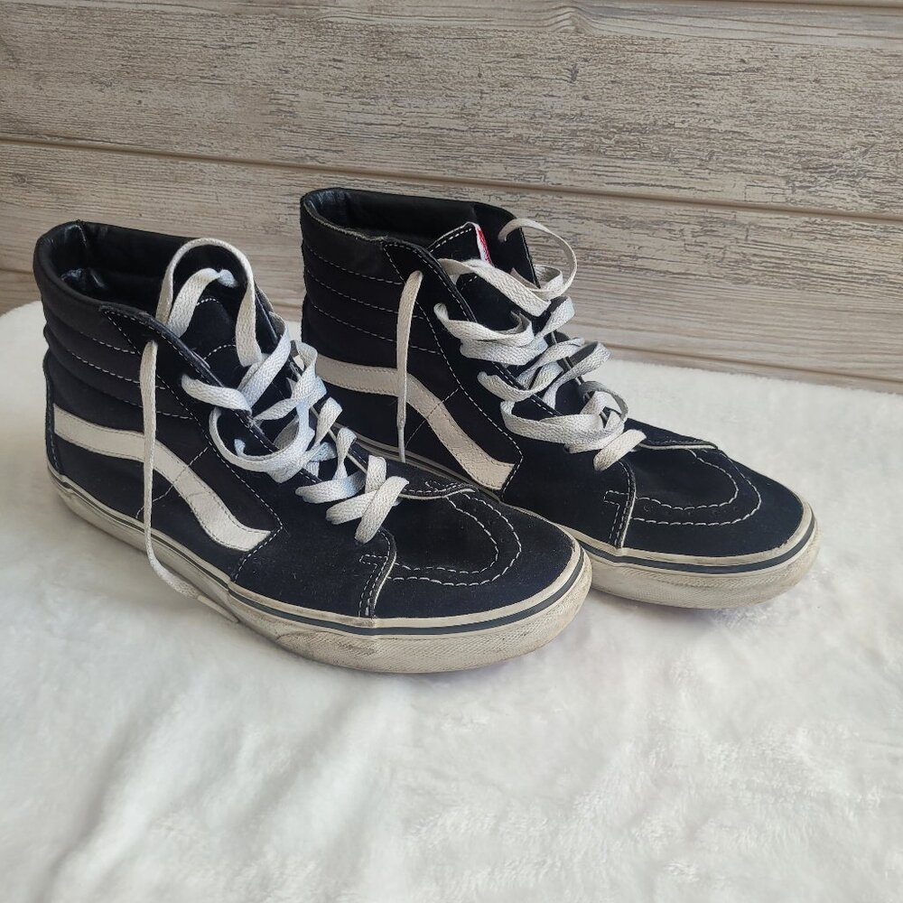 Vans Sk8-Hi Black White High Top Sneakers Mens 9 Womens 10.5 Lace Up Classic